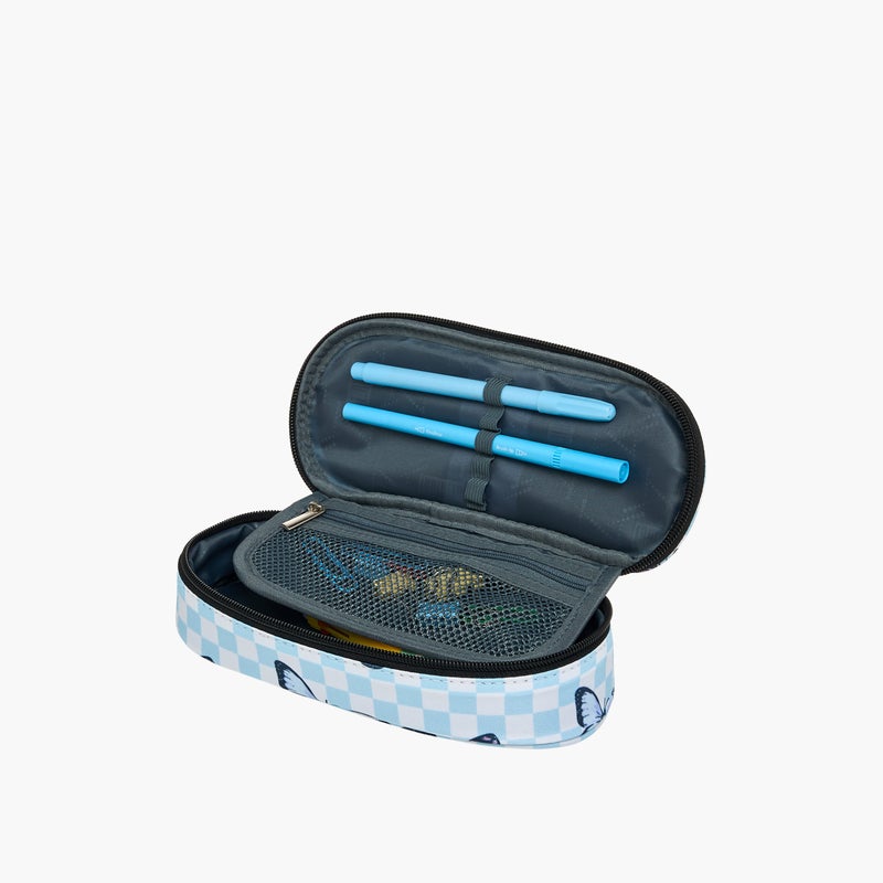 St.Right Pencil Case-Chessboard-&-Butterflies-1 Cmprt-Girls (Polyester) Blue \ 23X10X5 - Image 5